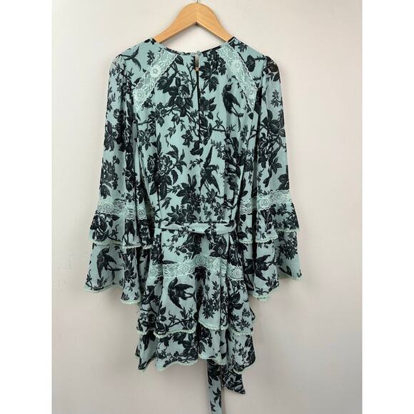 Anthropologie BHLDN Camila Long-Sleeve Chiffon Mini Dress Size Medium - Picture 8 of 16